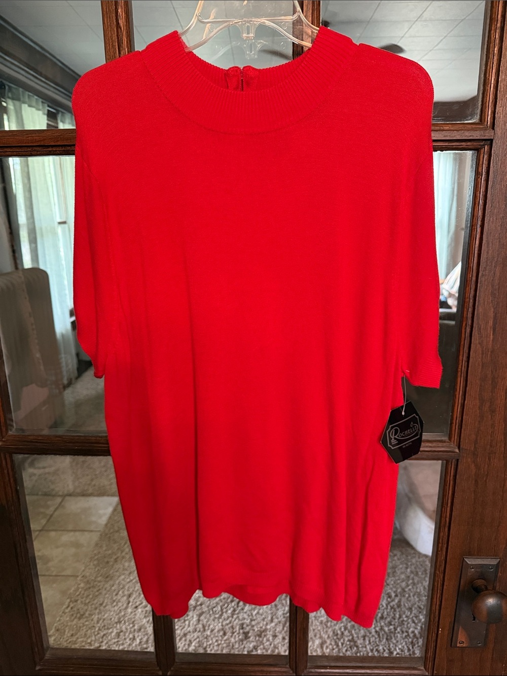 Rochelle California‎ Red Mock Neck Short Sleeve Knit Top Plus Size 2X NWT